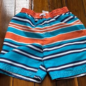 Healthtex Blue and Orange Striped Kids Swim Shorts